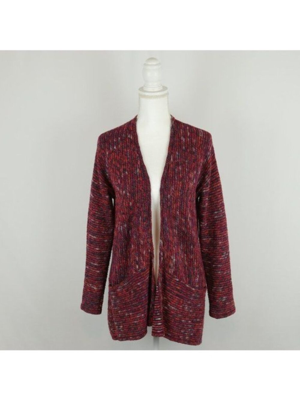 J. Jill Women's Small Purple Cotton Blend Open Front Knit Cardigan